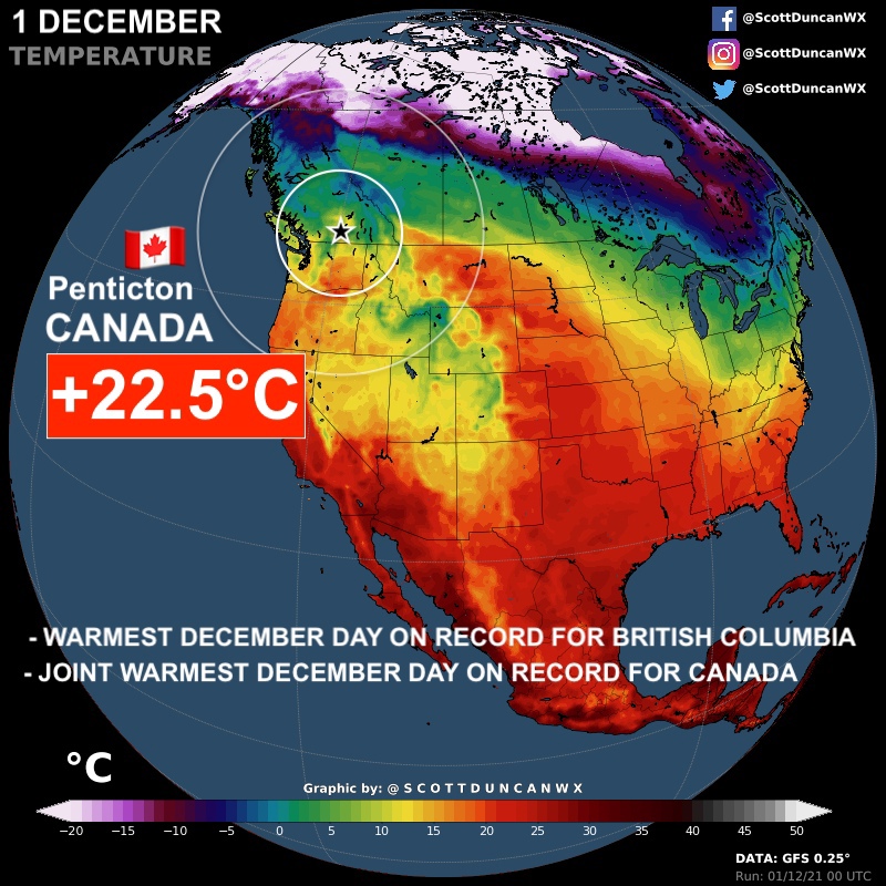 2 декабря 2021 года в Канаде зафиксировали температуру воздуха +22.5°C